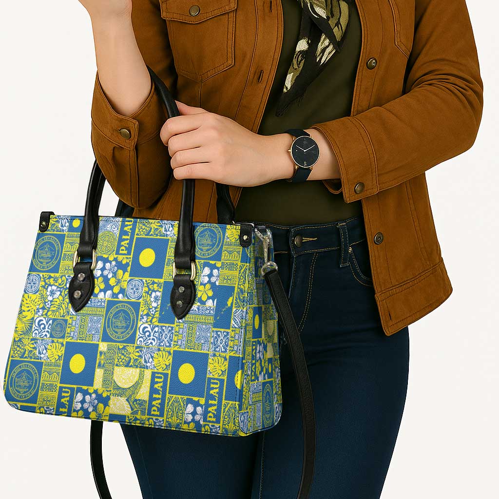 Palau Ungil Kurismas Leather Bag Pacific Patchwork Xmas Vibes - Polynesian Pride
