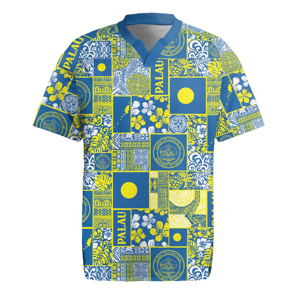 Palau Ungil Kurismas Rugby Jersey Pacific Patchwork Xmas Vibes - Polynesian Pride