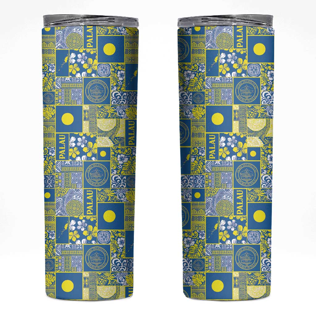 Palau Ungil Kurismas Skinny Tumbler Pacific Patchwork Xmas Vibes LT9 Green - Polynesian Pride