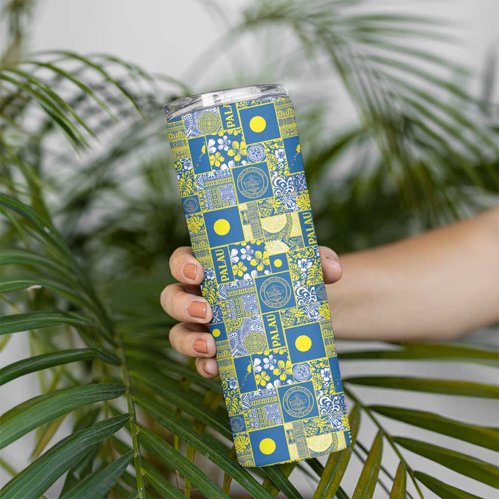 Palau Ungil Kurismas Skinny Tumbler Pacific Patchwork Xmas Vibes - Polynesian Pride