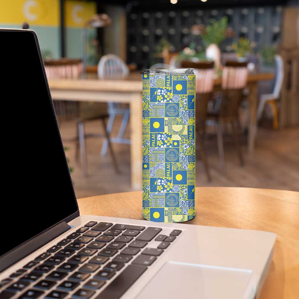 Palau Ungil Kurismas Skinny Tumbler Pacific Patchwork Xmas Vibes - Polynesian Pride