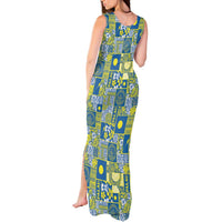 Palau Ungil Kurismas Tank Maxi Dress Pacific Patchwork Xmas Vibes - Polynesian Pride