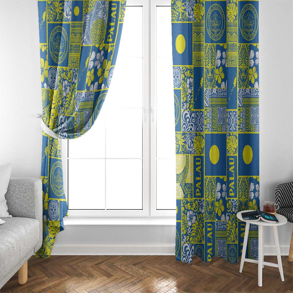 Palau Ungil Kurismas Window Curtain Pacific Patchwork Xmas Vibes - Polynesian Pride