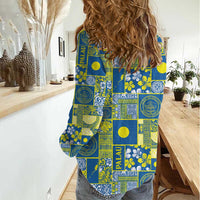 Palau Ungil Kurismas Women Casual Shirt Pacific Patchwork Xmas Vibes LT9 - Polynesian Pride