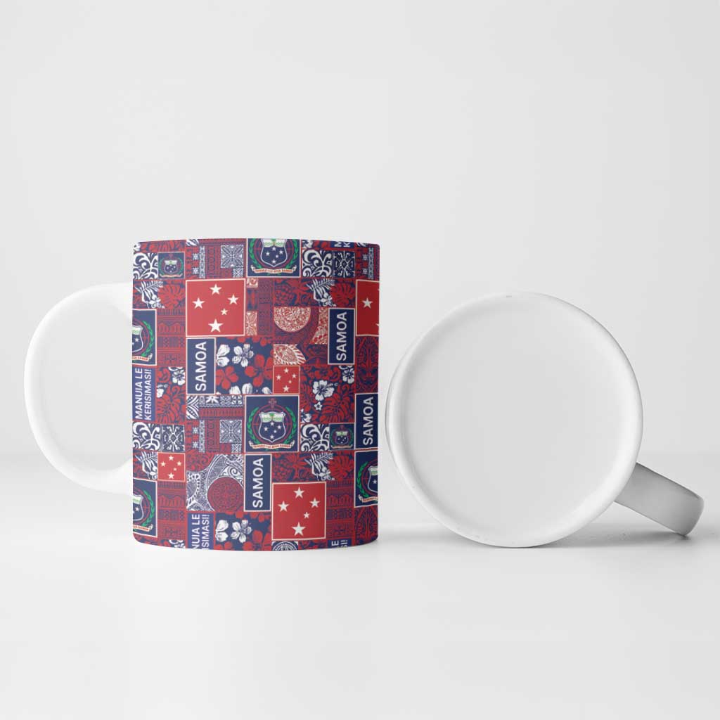 Red Samoa Manuia Le Kerisimasi Ceramic Mug Pacific Patchwork Xmas Vibes - Polynesian Pride