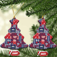 Red Samoa Manuia Le Kerisimasi Ceramic Ornament Pacific Patchwork Xmas Vibes - Polynesian Pride