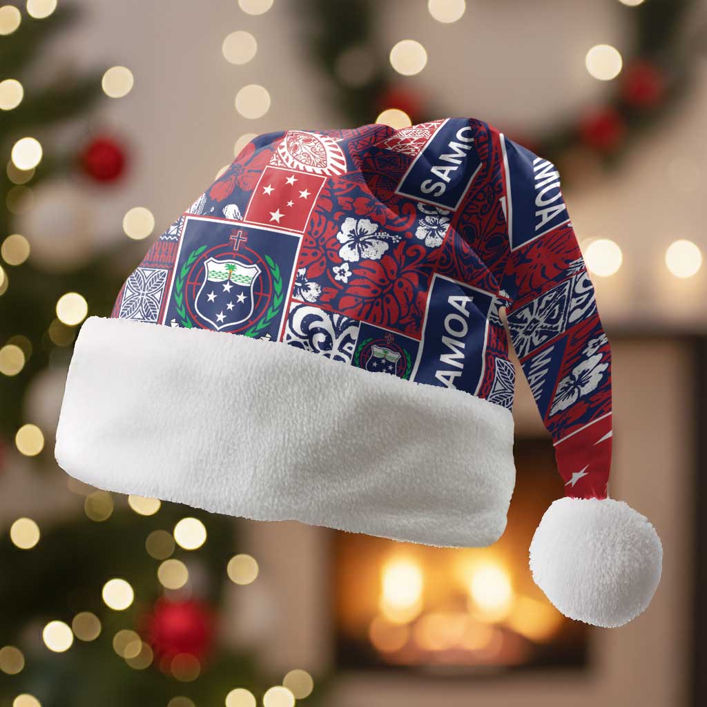 Red Samoa Manuia Le Kerisimasi Christmas Santa Hat Pacific Patchwork Xmas Vibes - Polynesian Pride