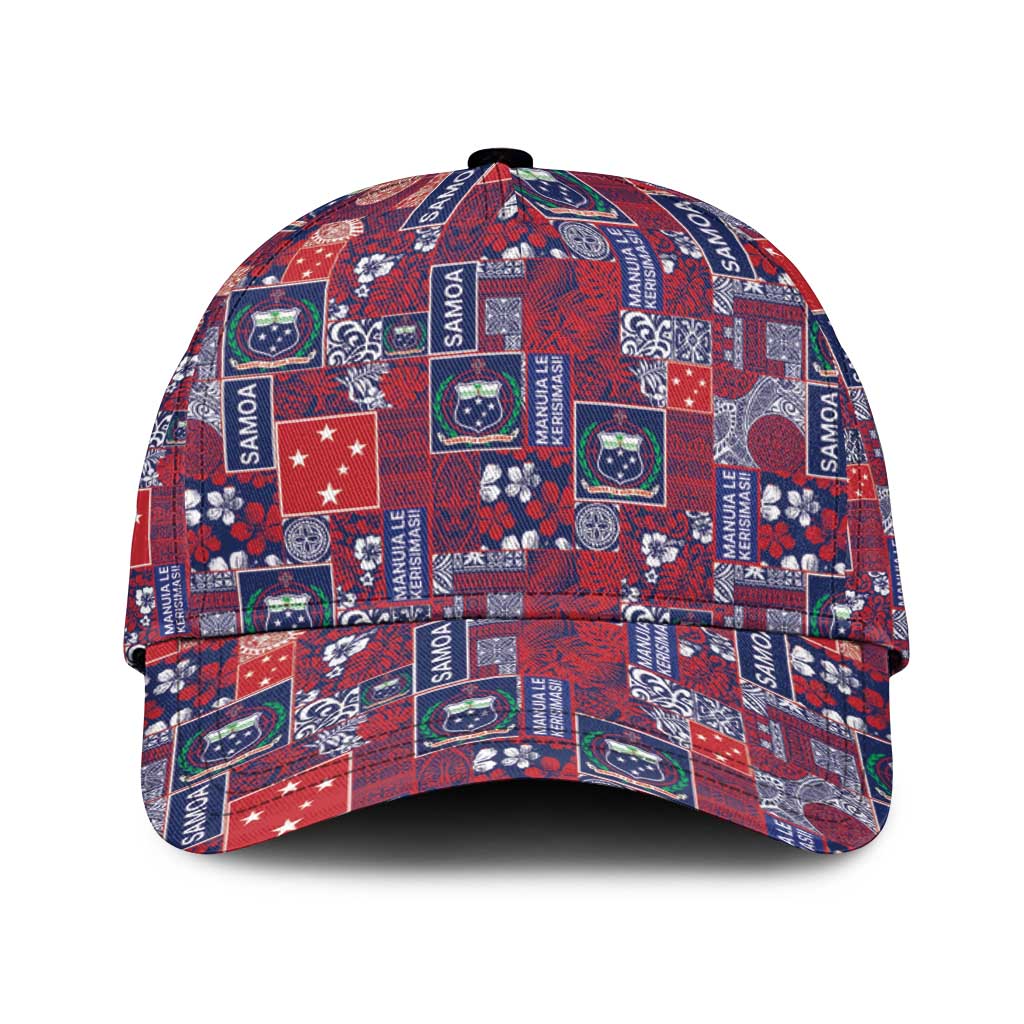 Red Samoa Manuia Le Kerisimasi Classic Cap Pacific Patchwork Xmas Vibes - Polynesian Pride