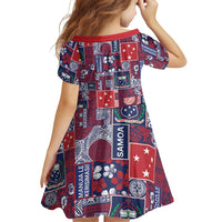 Red Samoa Manuia Le Kerisimasi Family Matching Off Shoulder Maxi Dress and Hawaiian Shirt Pacific Patchwork Xmas Vibes - Polynesian Pride