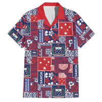 Red Samoa Manuia Le Kerisimasi Family Matching Off Shoulder Maxi Dress and Hawaiian Shirt Pacific Patchwork Xmas Vibes - Polynesian Pride