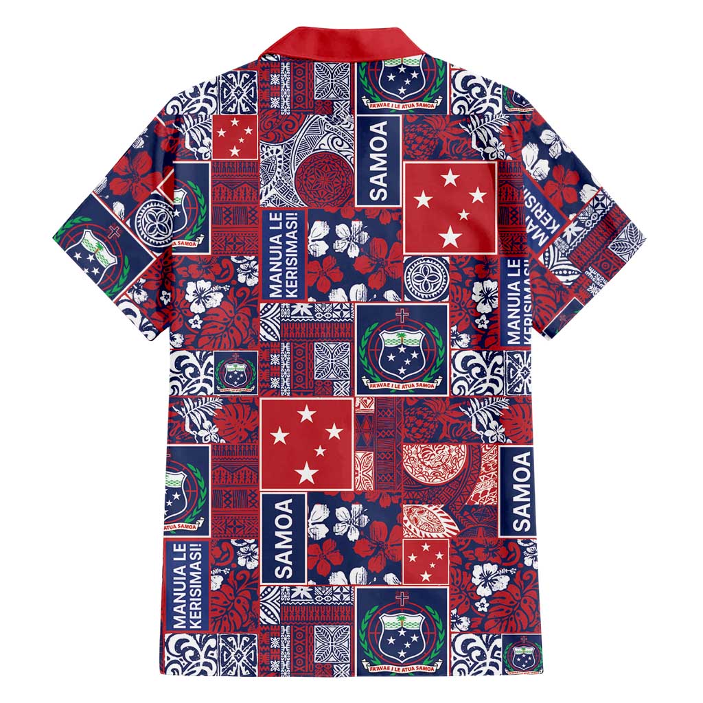 Red Samoa Manuia Le Kerisimasi Family Matching Summer Maxi Dress and Hawaiian Shirt Pacific Patchwork Xmas Vibes - Polynesian Pride