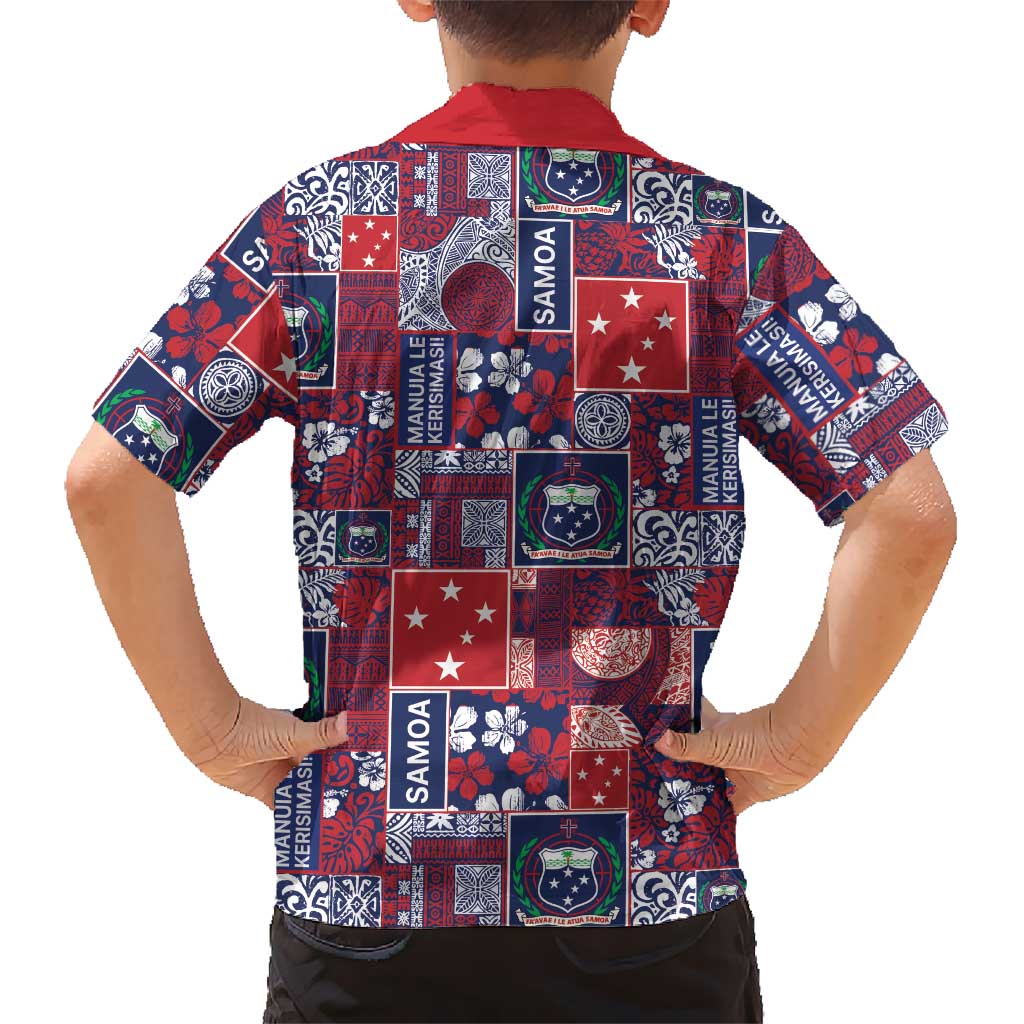 Red Samoa Manuia Le Kerisimasi Hawaiian Shirt Pacific Patchwork Xmas Vibes - Polynesian Pride