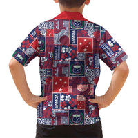Red Samoa Manuia Le Kerisimasi Kid Hawaiian Shirt Pacific Patchwork Xmas Vibes - Polynesian Pride