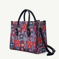 Red Samoa Manuia Le Kerisimasi Leather Bag Pacific Patchwork Xmas Vibes - Polynesian Pride