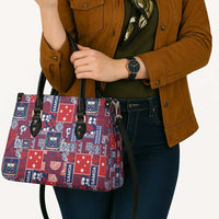 Red Samoa Manuia Le Kerisimasi Leather Bag Pacific Patchwork Xmas Vibes - Polynesian Pride