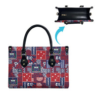 Red Samoa Manuia Le Kerisimasi Leather Bag Pacific Patchwork Xmas Vibes - Polynesian Pride