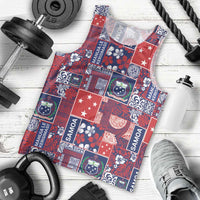 Red Samoa Manuia Le Kerisimasi Men Tank Top Pacific Patchwork Xmas Vibes - Polynesian Pride
