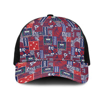 Red Samoa Manuia Le Kerisimasi Mesh Trucker Cap Pacific Patchwork Xmas Vibes - Polynesian Pride