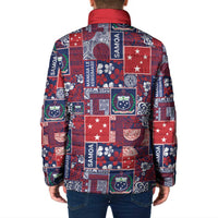 Red Samoa Manuia Le Kerisimasi Padded Jacket Pacific Patchwork Xmas Vibes LT9 - Polynesian Pride