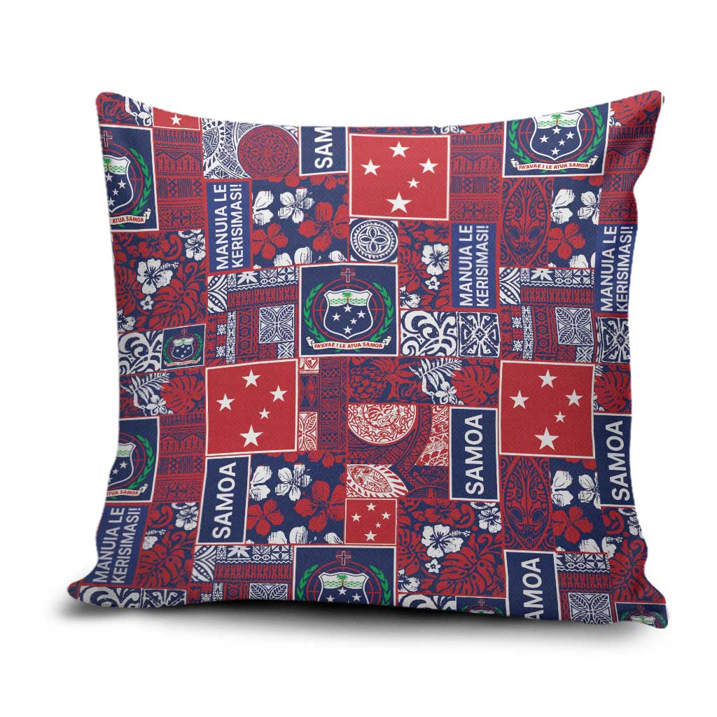 Red Samoa Manuia Le Kerisimasi Pillow Cover Pacific Patchwork Xmas Vibes LT9 Red - Polynesian Pride