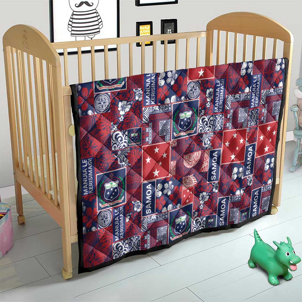 Red Samoa Manuia Le Kerisimasi Quilt Pacific Patchwork Xmas Vibes - Polynesian Pride