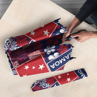 Red Samoa Manuia Le Kerisimasi Umbrella Pacific Patchwork Xmas Vibes - Polynesian Pride