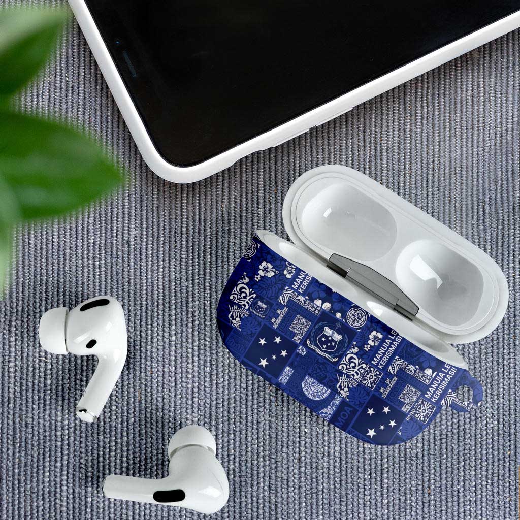 Blue Samoa Manuia Le Kerisimasi AirPods Case Pacific Patchwork Xmas Vibes - Polynesian Pride