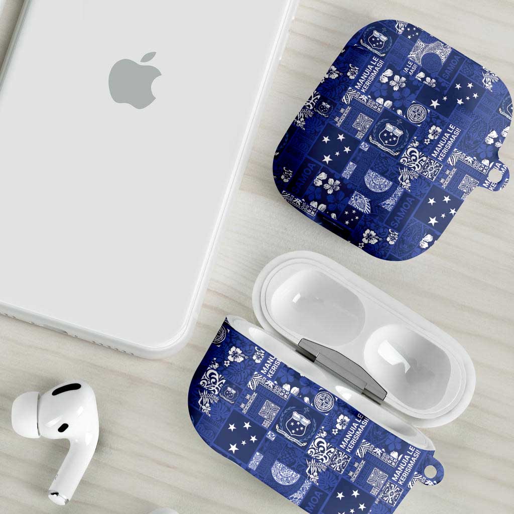 Blue Samoa Manuia Le Kerisimasi AirPods Case Pacific Patchwork Xmas Vibes - Polynesian Pride