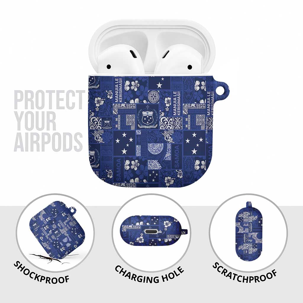 Blue Samoa Manuia Le Kerisimasi AirPods Case Pacific Patchwork Xmas Vibes - Polynesian Pride