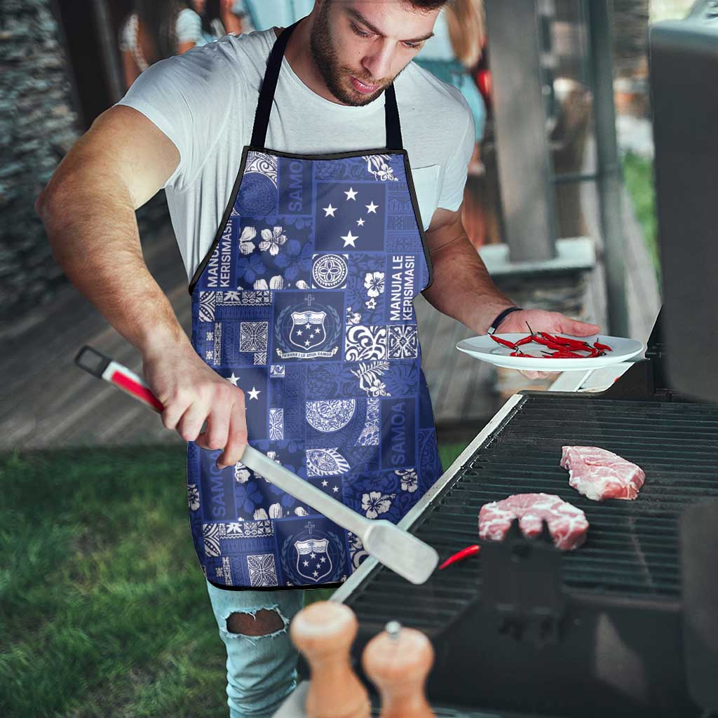 Blue Samoa Manuia Le Kerisimasi Apron Pacific Patchwork Xmas Vibes - Polynesian Pride