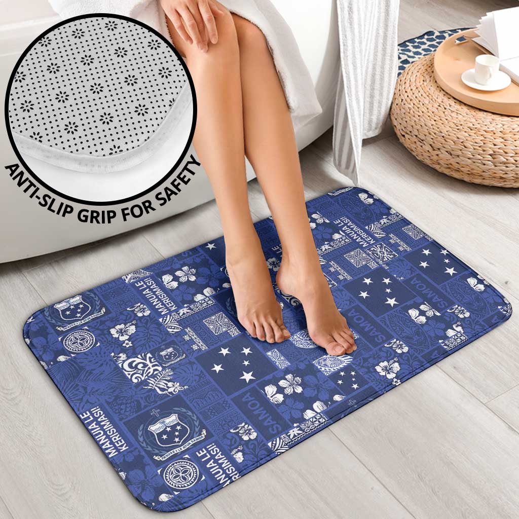 Blue Samoa Manuia Le Kerisimasi Bathroom Set Pacific Patchwork Xmas Vibes - Polynesian Pride