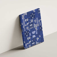 Blue Samoa Manuia Le Kerisimasi Canvas Wall Art Pacific Patchwork Xmas Vibes - Polynesian Pride
