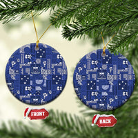 Blue Samoa Manuia Le Kerisimasi Ceramic Ornament Pacific Patchwork Xmas Vibes - Polynesian Pride