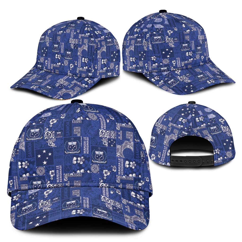 Blue Samoa Manuia Le Kerisimasi Classic Cap Pacific Patchwork Xmas Vibes - Polynesian Pride