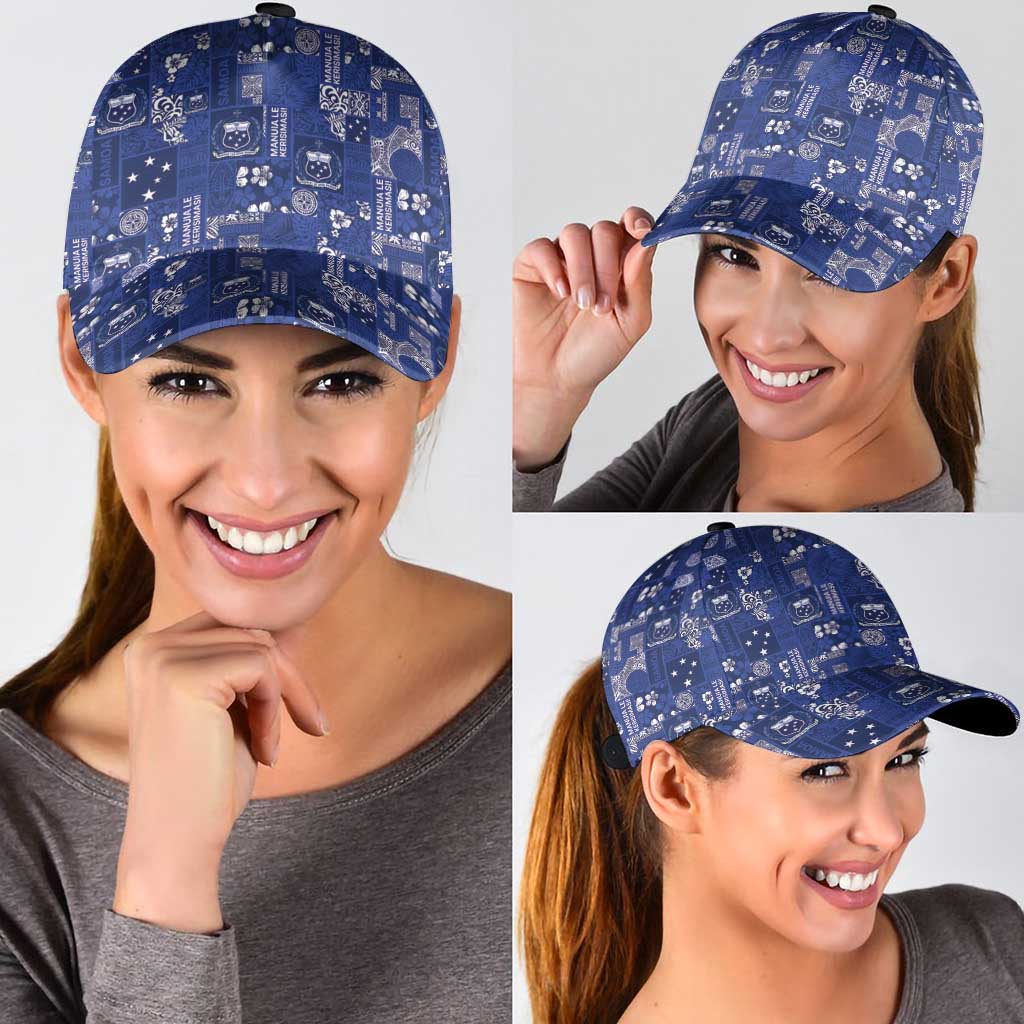 Blue Samoa Manuia Le Kerisimasi Classic Cap Pacific Patchwork Xmas Vibes - Polynesian Pride