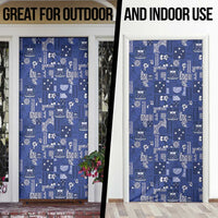 Blue Samoa Manuia Le Kerisimasi Door Cover Pacific Patchwork Xmas Vibes - Polynesian Pride