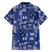 Blue Samoa Manuia Le Kerisimasi Family Matching Off Shoulder Maxi Dress and Hawaiian Shirt Pacific Patchwork Xmas Vibes - Polynesian Pride