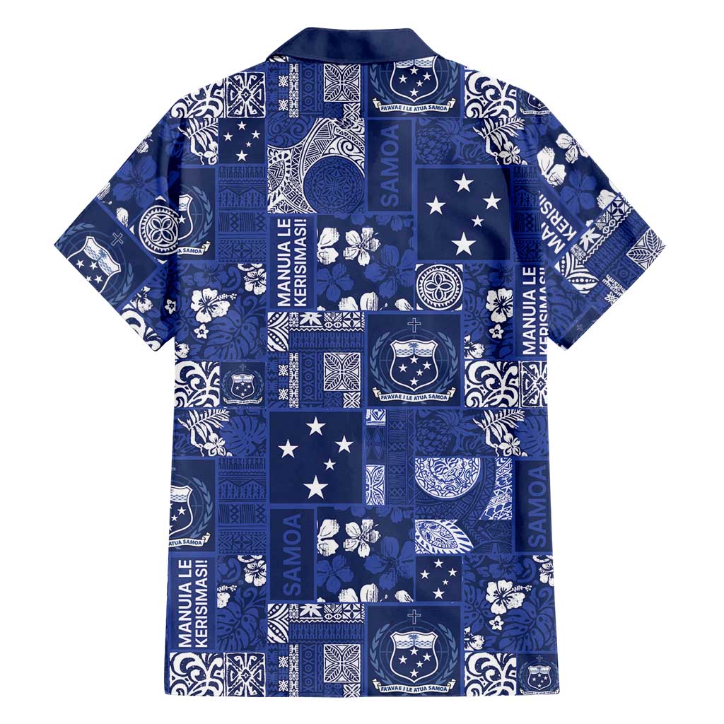 Blue Samoa Manuia Le Kerisimasi Family Matching Summer Maxi Dress and Hawaiian Shirt Pacific Patchwork Xmas Vibes - Polynesian Pride