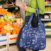 Blue Samoa Manuia Le Kerisimasi Grocery Bag Pacific Patchwork Xmas Vibes - Polynesian Pride