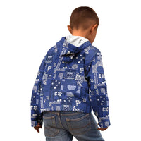 Blue Samoa Manuia Le Kerisimasi Kid Hoodie Pacific Patchwork Xmas Vibes - Polynesian Pride