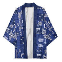 Blue Samoa Manuia Le Kerisimasi Kimono Pacific Patchwork Xmas Vibes LT9 Unisex Blue - Polynesian Pride