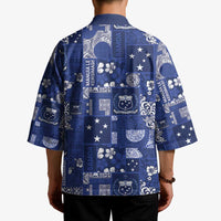Blue Samoa Manuia Le Kerisimasi Kimono Pacific Patchwork Xmas Vibes LT9 - Polynesian Pride
