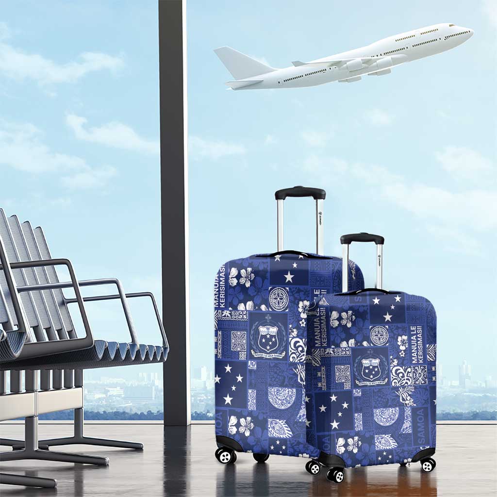 Blue Samoa Manuia Le Kerisimasi Luggage Cover Pacific Patchwork Xmas Vibes - Polynesian Pride