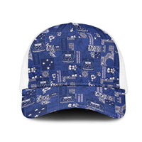 Blue Samoa Manuia Le Kerisimasi Mesh Trucker Cap Pacific Patchwork Xmas Vibes - Polynesian Pride