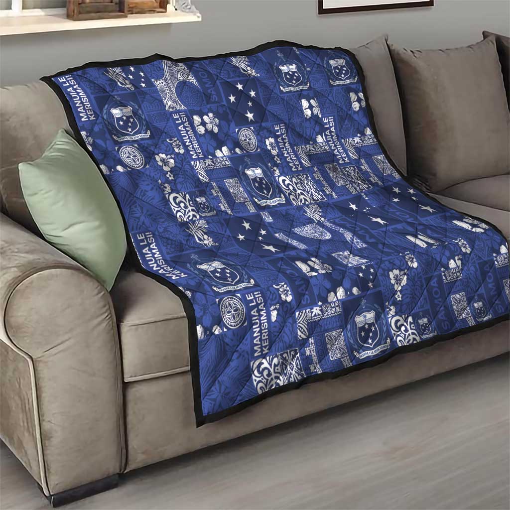 Blue Samoa Manuia Le Kerisimasi Quilt Pacific Patchwork Xmas Vibes - Polynesian Pride