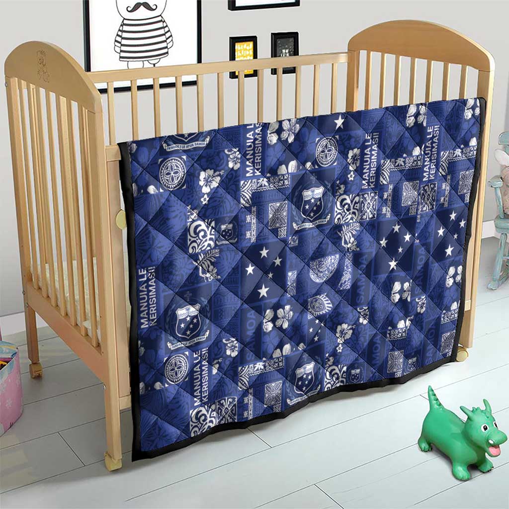 Blue Samoa Manuia Le Kerisimasi Quilt Pacific Patchwork Xmas Vibes - Polynesian Pride