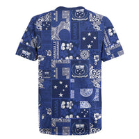Blue Samoa Manuia Le Kerisimasi Rugby Jersey Pacific Patchwork Xmas Vibes - Polynesian Pride