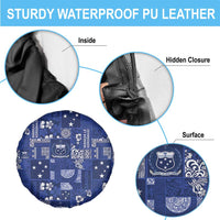 Blue Samoa Manuia Le Kerisimasi Spare Tire Cover Pacific Patchwork Xmas Vibes - Polynesian Pride