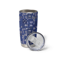 Blue Samoa Manuia Le Kerisimasi Tumbler Cup Pacific Patchwork Xmas Vibes - Polynesian Pride
