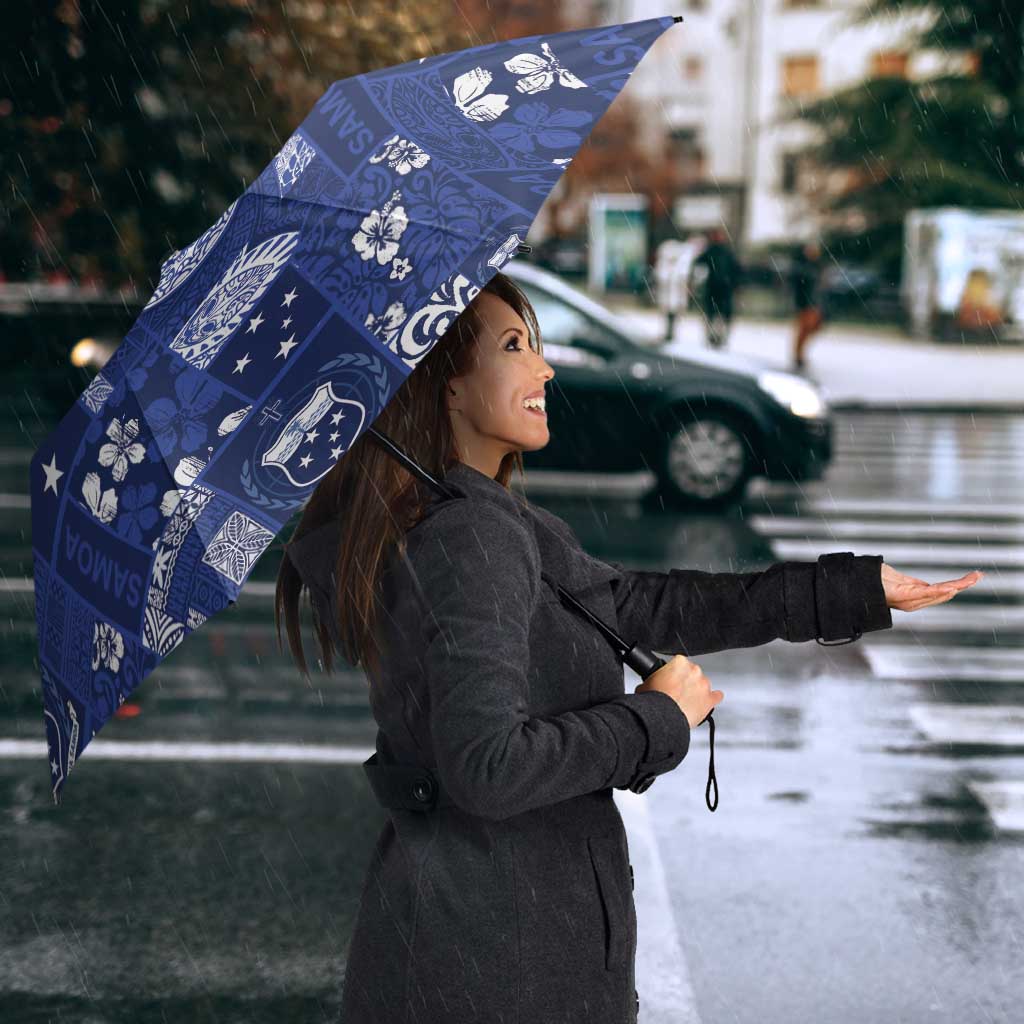 Blue Samoa Manuia Le Kerisimasi Umbrella Pacific Patchwork Xmas Vibes - Polynesian Pride
